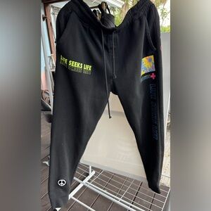 Brooklyn Co Black Neon Graphic‎ Sweatpants Jogger Life Seeks Life Size Large